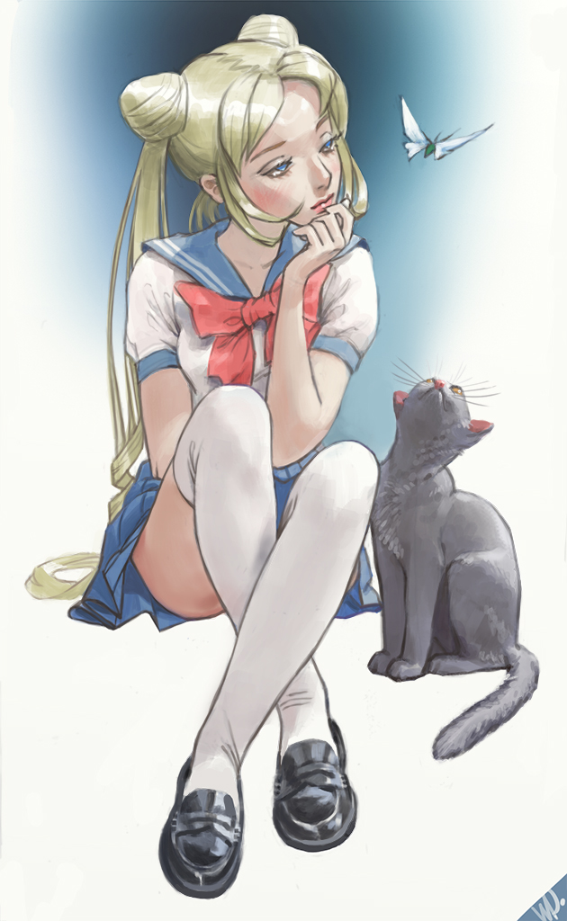 tsukino usagi and luna (bishoujo senshi sailor moon) drawn by ivan_rubashkin