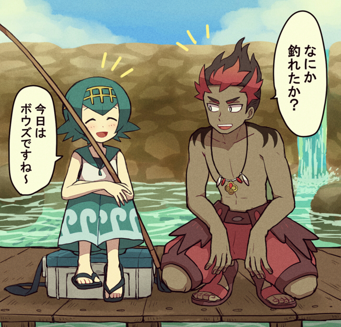lana and kiawe (pokemon and 1 more) drawn by shiwo_(siwosi)