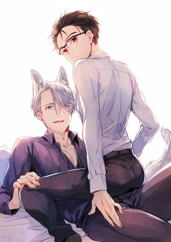 katsuki yuuri and viktor nikiforov (yuri!!! on ice) drawn by kuroemon