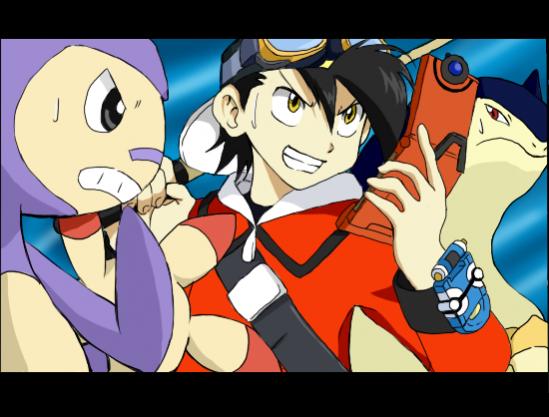 ethan, typhlosion, and ambipom (pokemon and 1 more)