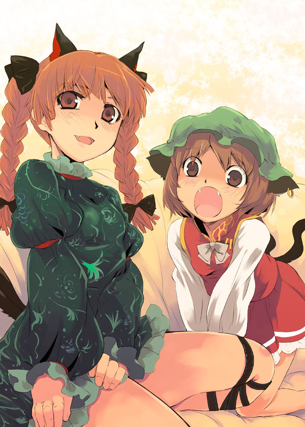 kaenbyou rin and chen (touhou) drawn by yuu_(kfc)