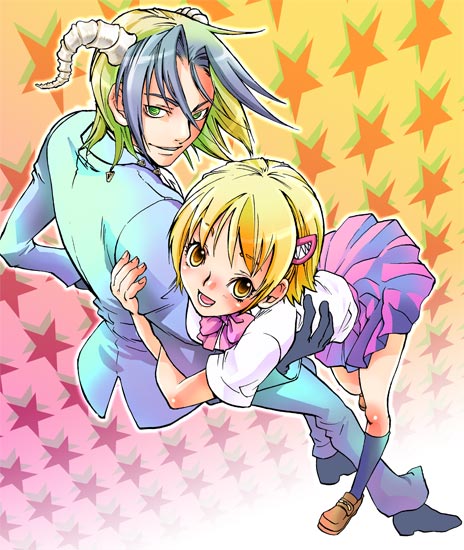 katsuragi yako and nougami neuro (majin tantei nougami neuro) drawn by suika_(suika-dokei)