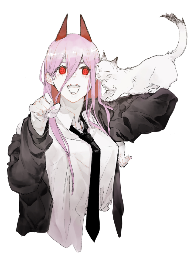 power and meowy (chainsaw man) drawn by neko_(ganecooo)