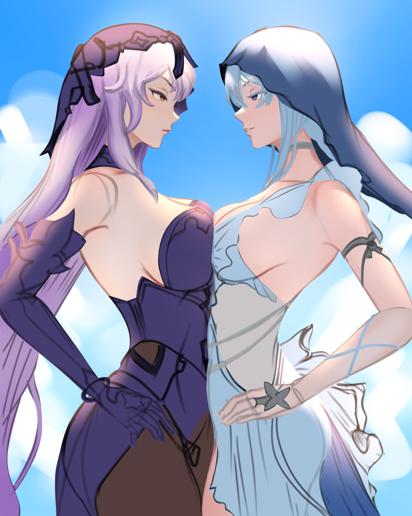 black swan and shorekeeper (honkai and 2 more) drawn by mcdobo