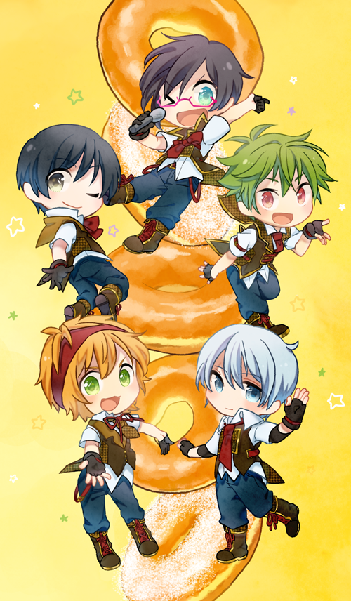 iseya shiki, wakazato haruna, akiyama hayato, fuyumi jun, and sakaki natsuki (idolmaster and 1 more) drawn by senotarou