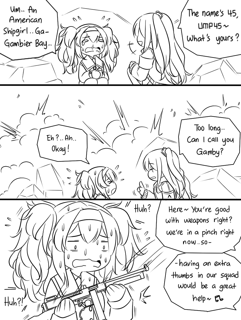 ump45 and gambier bay (kantai collection and 1 more) drawn by guin_guin