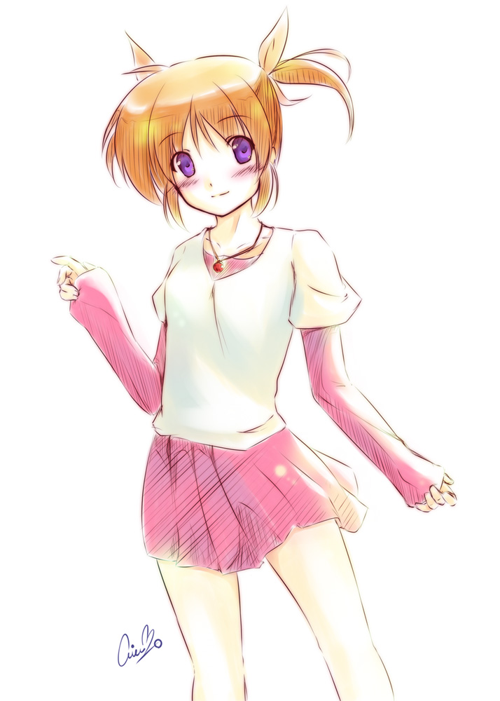 takamachi nanoha and raising heart (lyrical nanoha and 2 more) drawn by aito_(indigorabbit)