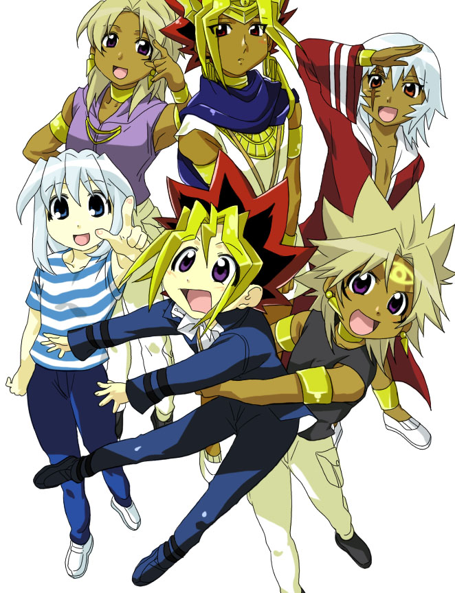 muto yugi, atem, bakura ryou, yami marik, marik ishtar, and 1 more (yu-gi-oh! and 2 more) drawn by 2go1go