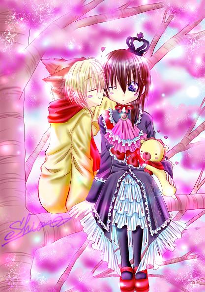 ushiromiya maria, sakutarou, and maria (umineko no naku koro ni) drawn by shion_(shionnotsubuyaki)