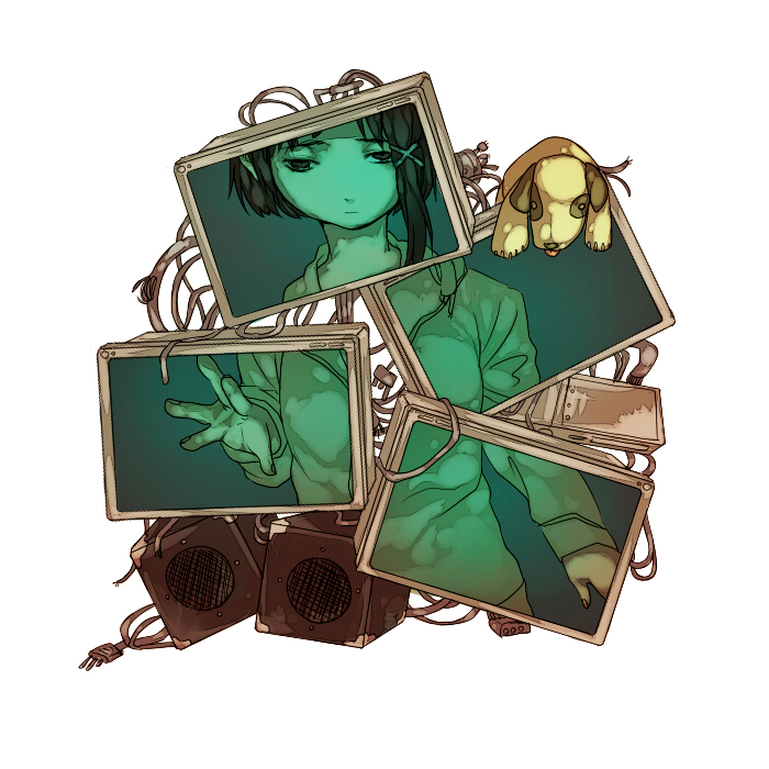 iwakura lain and bike-chan (serial experiments lain) drawn by gachimuchi_honpo