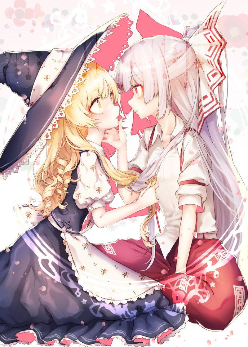 kirisame marisa and fujiwara no mokou (touhou) drawn by mokokiyo_(asaddr)
