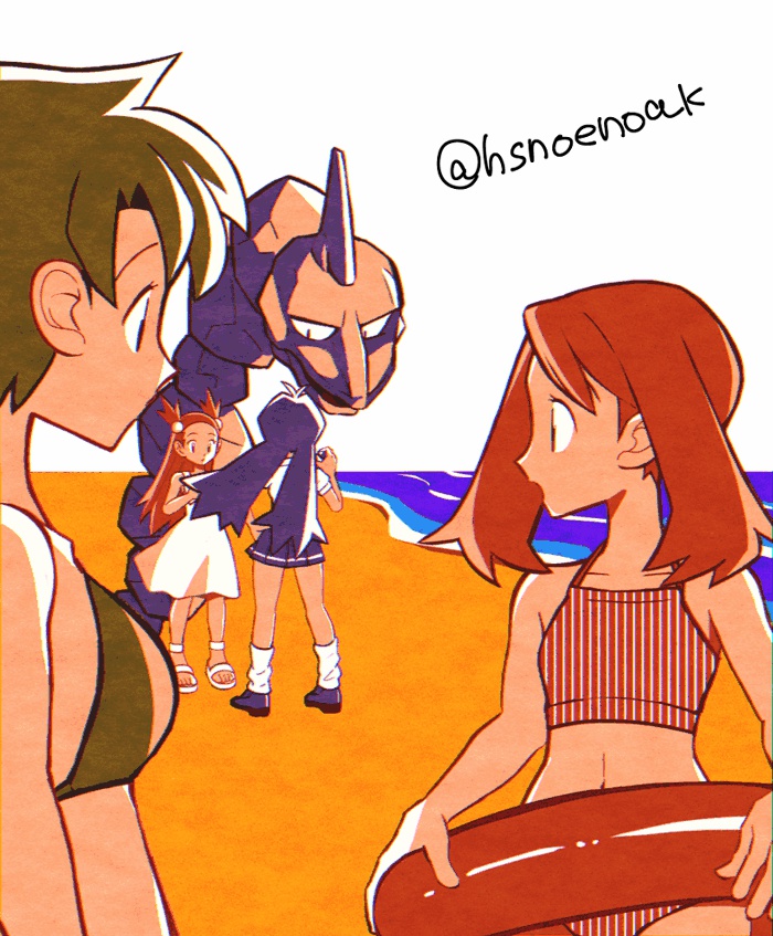 may, jasmine, lass, onix, and swimmer (pokemon and 2 more) drawn by hsngamess