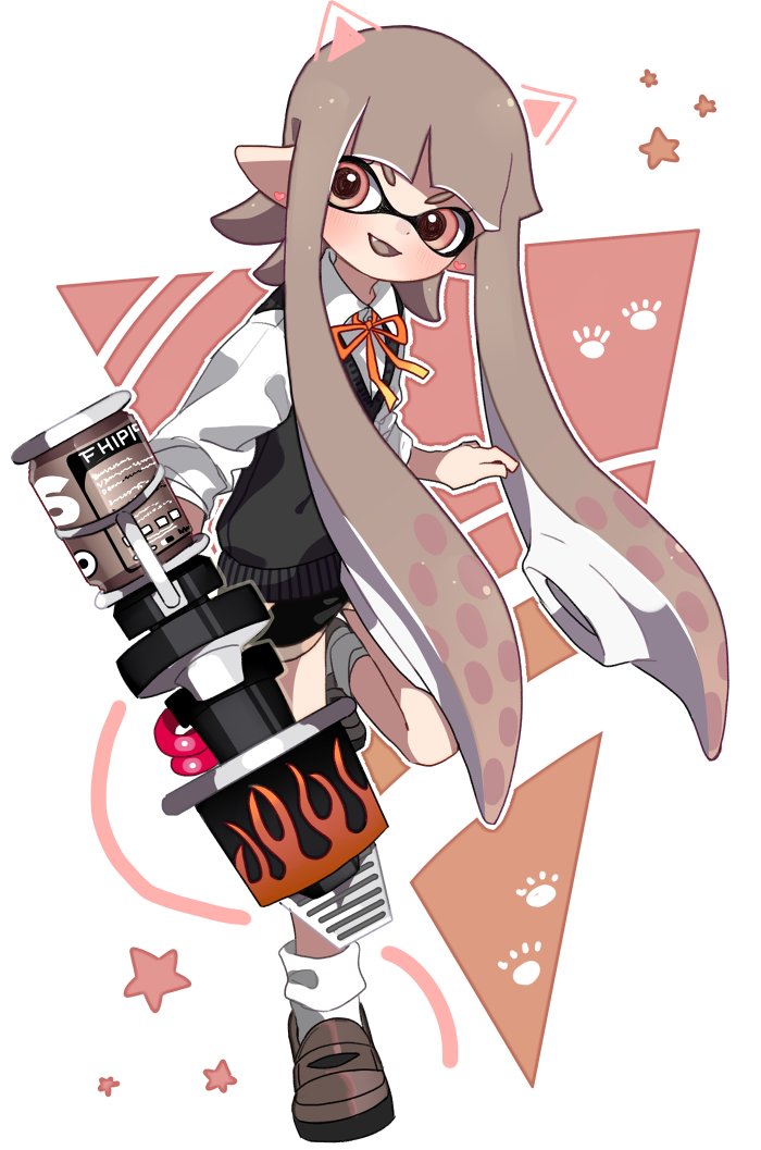 inkling player character and inkling girl (splatoon and 1 more) drawn by maco_spl