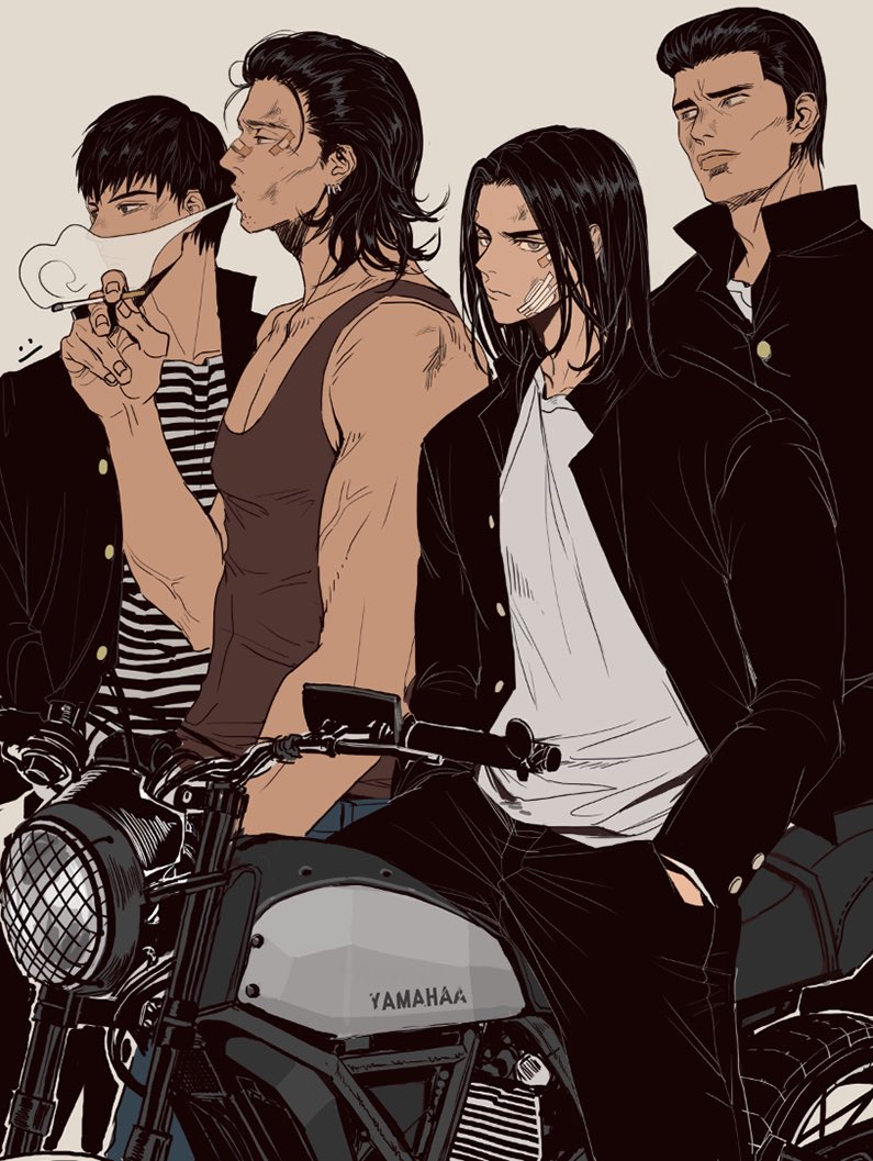 mitsui hisashi, hotta norio, tetsuo, and ryu (slam dunk) drawn by kukig8765