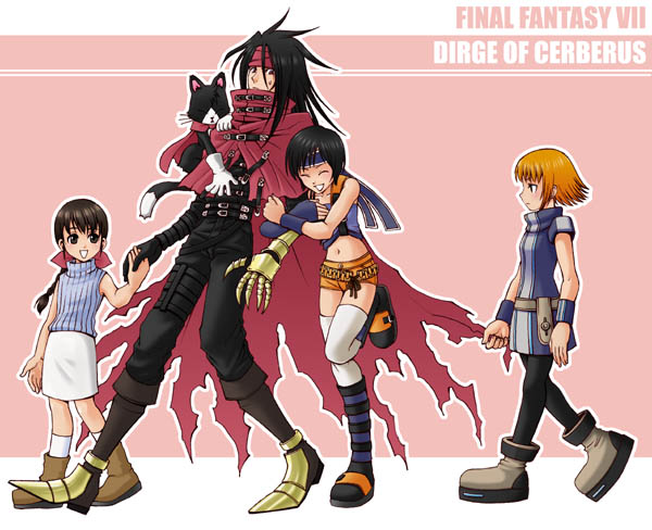 yuffie kisaragi, vincent valentine, cait sith, marlene wallace, and shelke the transparent (final fantasy and 2 more) drawn by k-haruka
