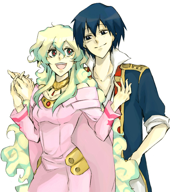 nia teppelin and simon (tengen toppa gurren lagann) drawn by nakatsun