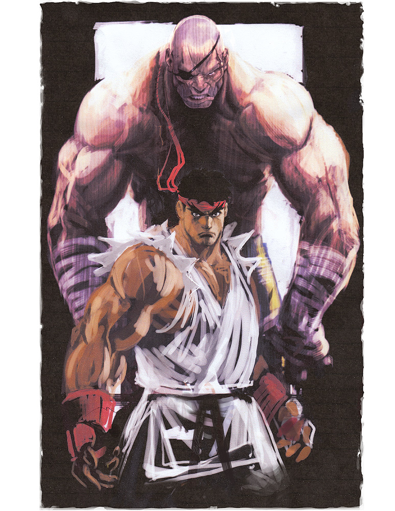 ryu and sagat (street fighter) drawn by udon_entertainment