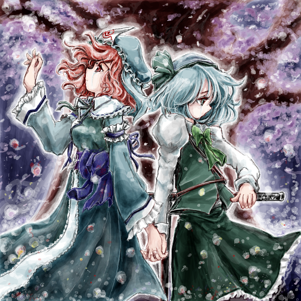 konpaku youmu and saigyouji yuyuko (touhou) drawn by nanashii_(soregasisan)