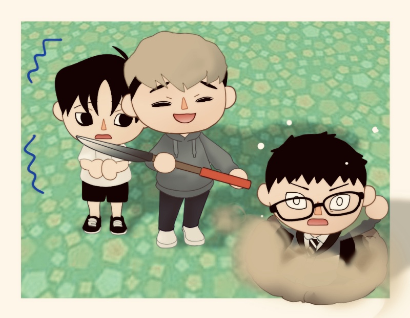 oh sangwoo, yoon bum, and yang seungbae (animal crossing and 1 more) drawn by katonist