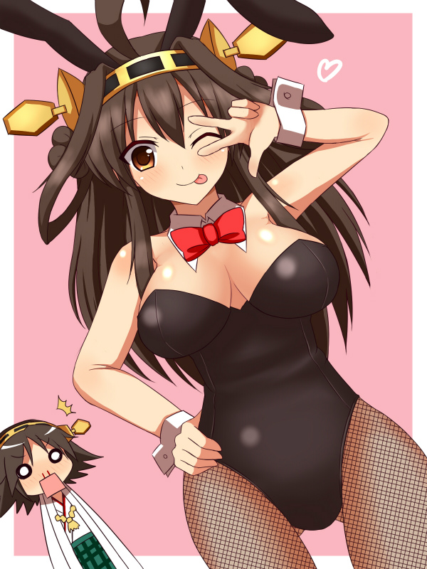 kongou and hiei (kantai collection) drawn by haniwagi_(hal)