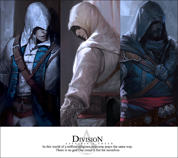 ezio auditore da firenze, altair ibn la-ahad, and connor kenway (assassin's creed and 2 more) drawn by elna