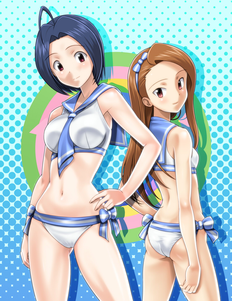 minase iori and miura azusa (idolmaster) drawn by muhi11234
