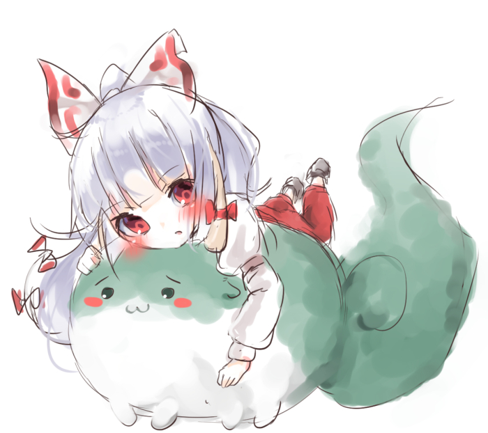 fujiwara no mokou and kamishirasawa keine (touhou) drawn by shiromoru_(yozakura_rety)