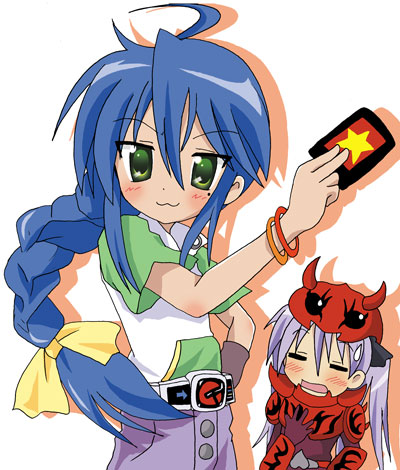 hiiragi kagami, izumi konata, and momotaros (lucky star and 2 more) drawn by massala