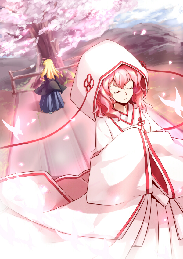 yakumo yukari and saigyouji yuyuko (touhou) drawn by yetworldview_kaze