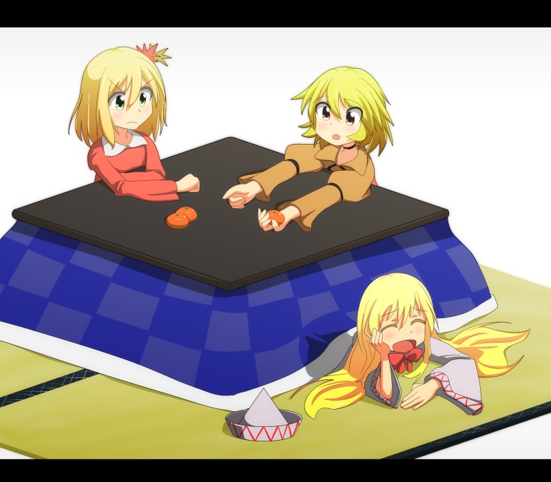 aki minoriko, aki shizuha, and lily white (touhou) drawn by cato_(monocatienus)