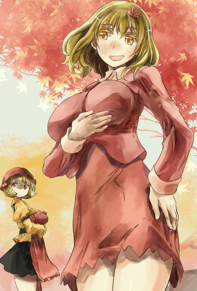 aki minoriko and aki shizuha (touhou) drawn by yohane