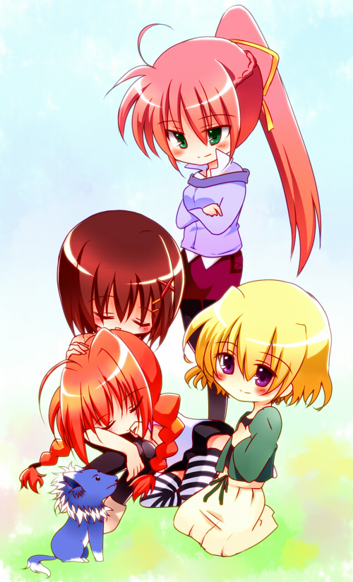 yagami hayate, vita, signum, shamal, and zafira (lyrical nanoha and 2 more) drawn by nakatomo_maya