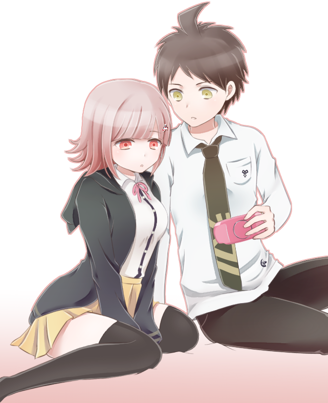 nanami chiaki and hinata hajime (danganronpa and 2 more) drawn by cocoro96sukima