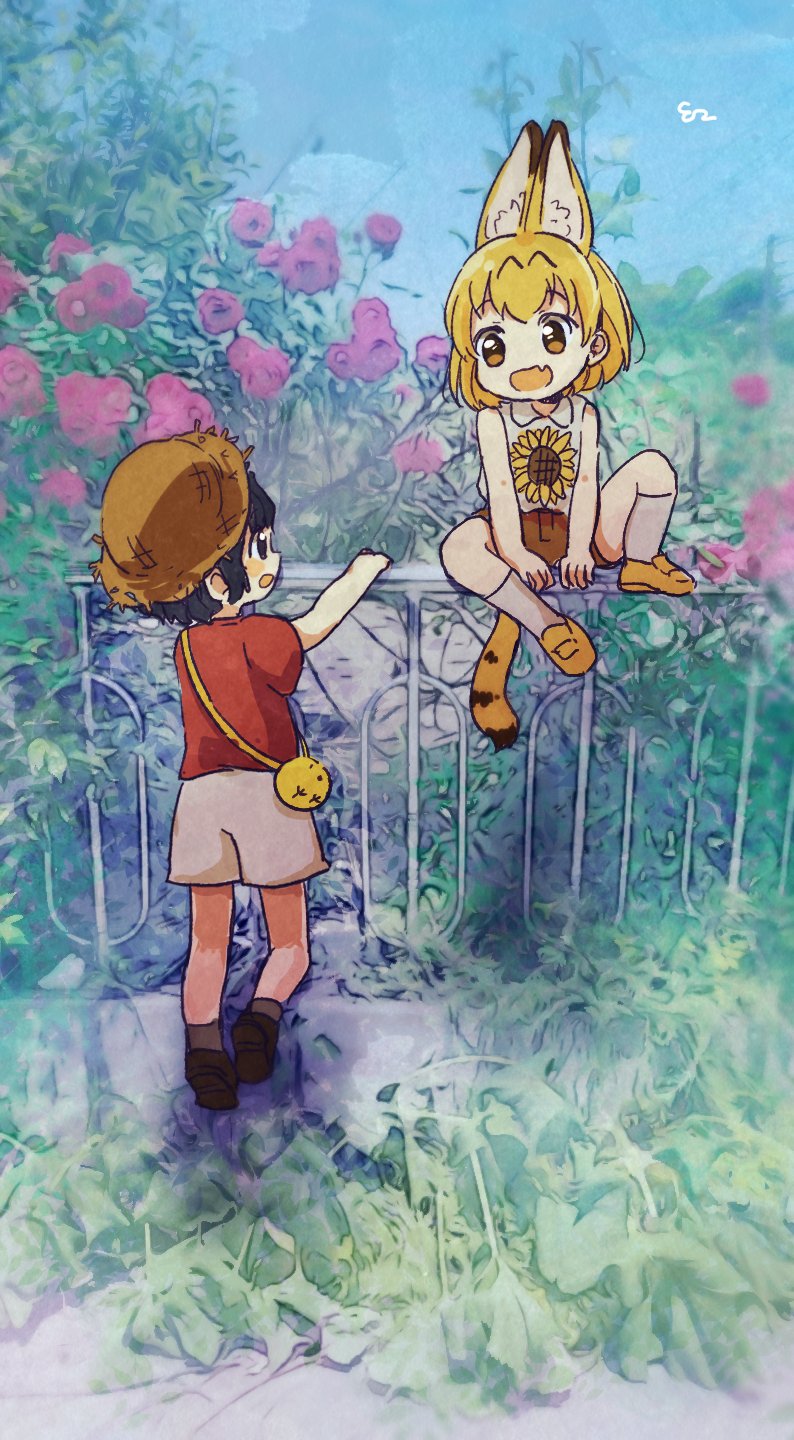 serval and kaban (kemono friends) drawn by san_sami