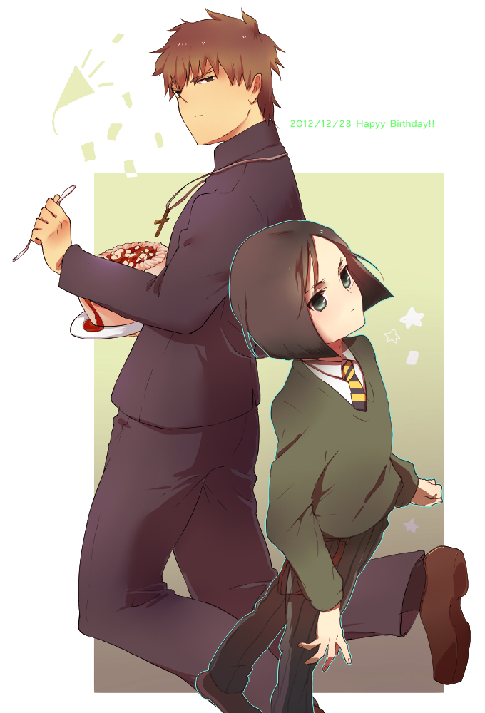 kotomine kirei and waver velvet (fate and 1 more) drawn by byurin