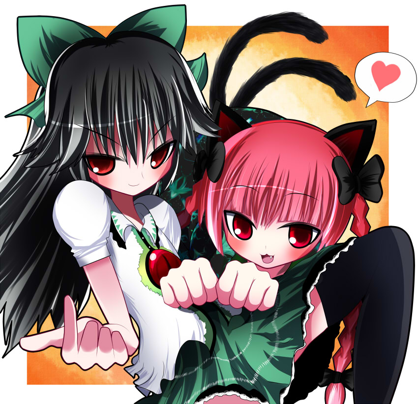 kaenbyou rin and reiuji utsuho (touhou) drawn by benerokku