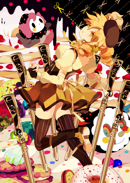 tomoe mami and charlotte (mahou shoujo madoka magica) drawn by chilbok