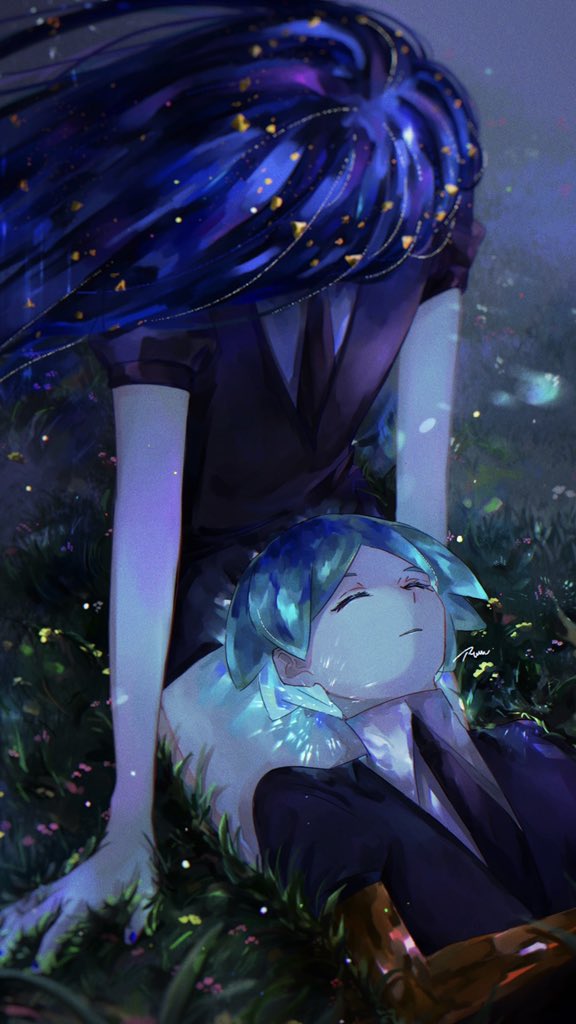 phosphophyllite and lapis lazuli (houseki no kuni) drawn by riiiiii
