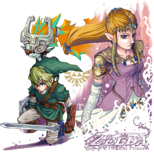 link, princess zelda, and midna (the legend of zelda and 1 more) drawn by seinto