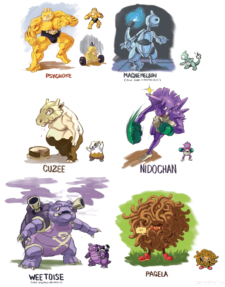 magnemite, psyduck, blastoise, cubone, charmeleon, and 7 more (pokemon) drawn by dkirbyj