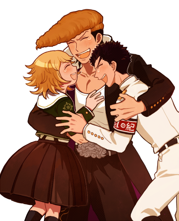 fujisaki chihiro, ishimaru kiyotaka, and owada mondo (danganronpa and 1 more) drawn by bo_(work77777)