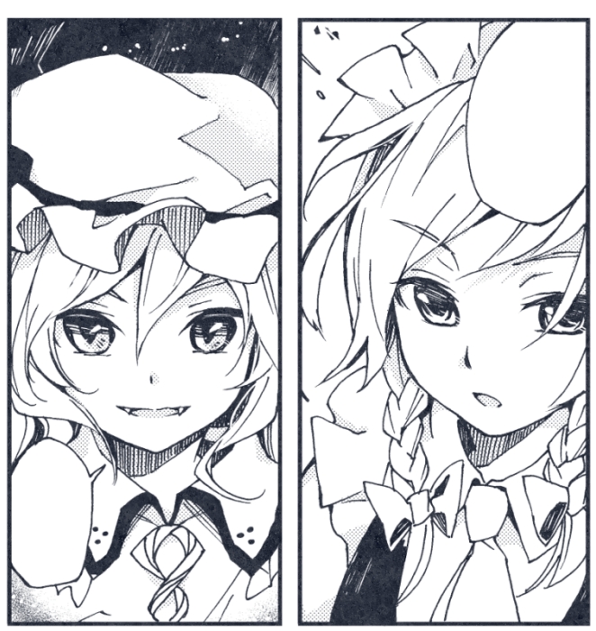 remilia scarlet and izayoi sakuya (touhou) drawn by makuwauri