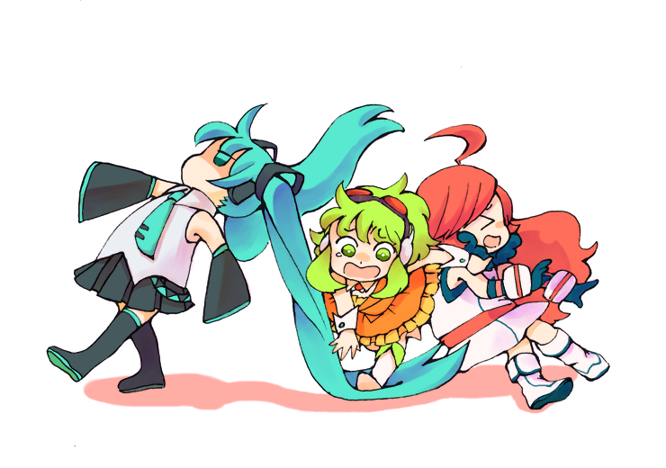hatsune miku, gumi, and sf-a2 miki (vocaloid) drawn by sakon