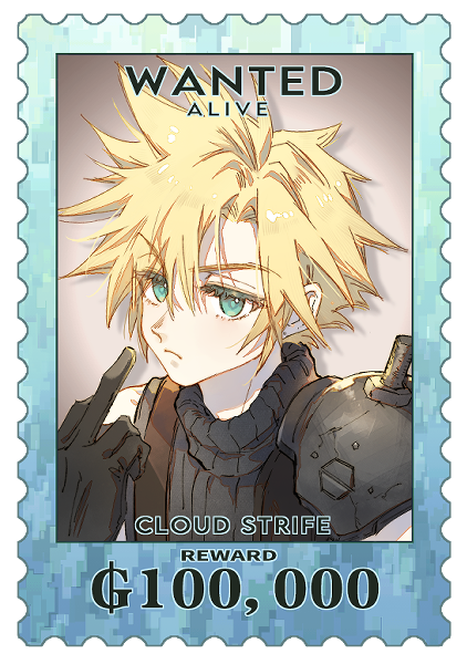 cloud strife (final fantasy and 3 more) drawn by kieta