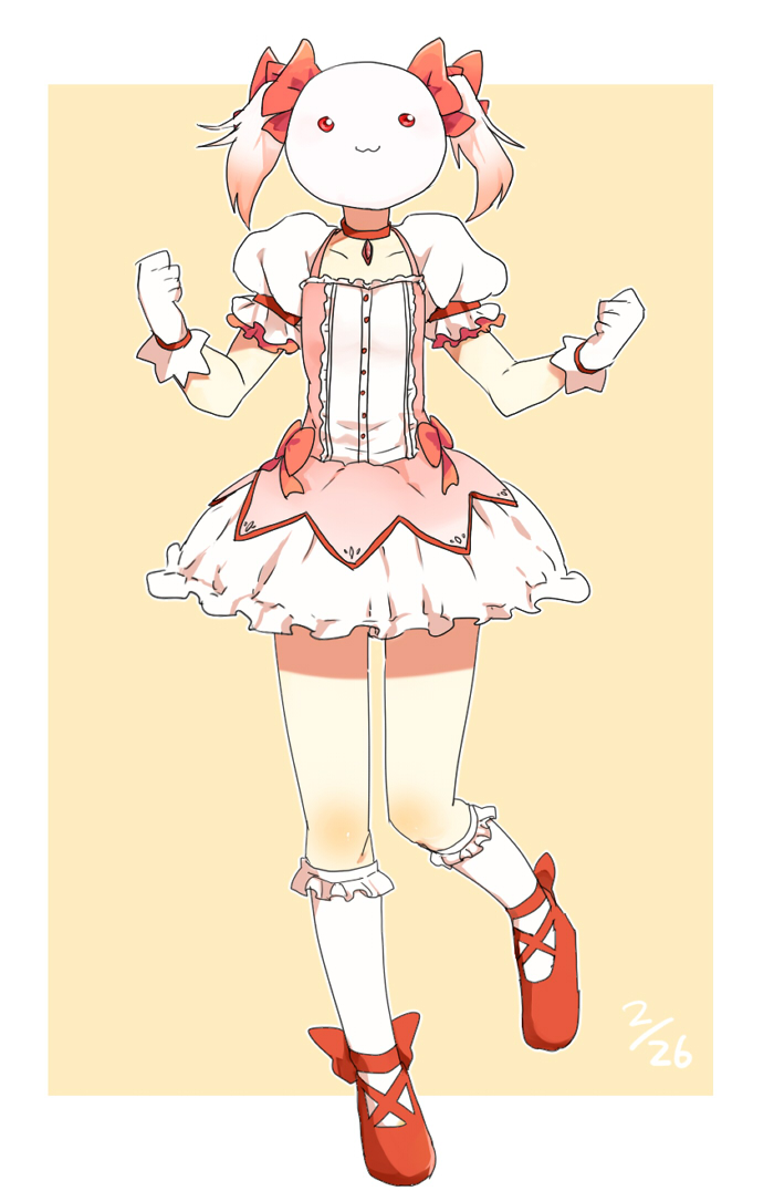 kaname madoka and kyubey (mahou shoujo madoka magica) drawn by ikeda_amo