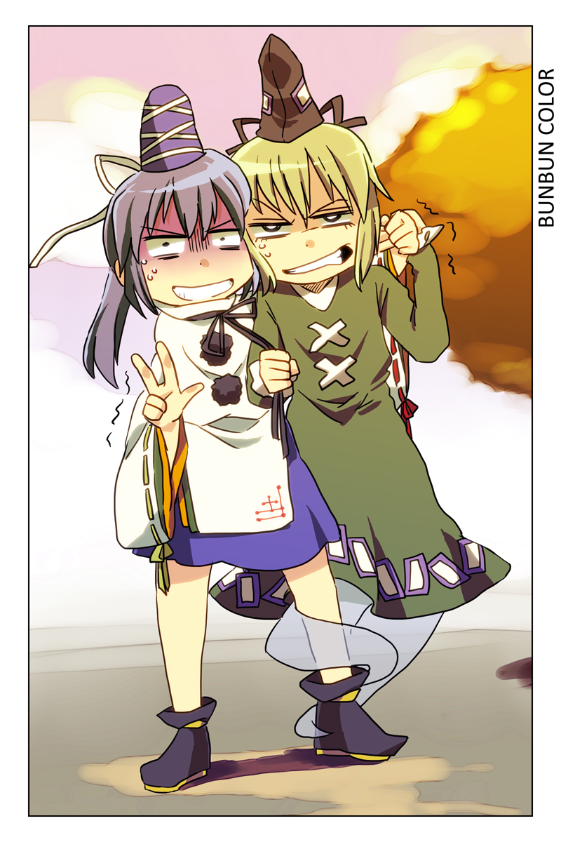 mononobe no futo and soga no tojiko (touhou) drawn by hachi_(8bit_canvas)