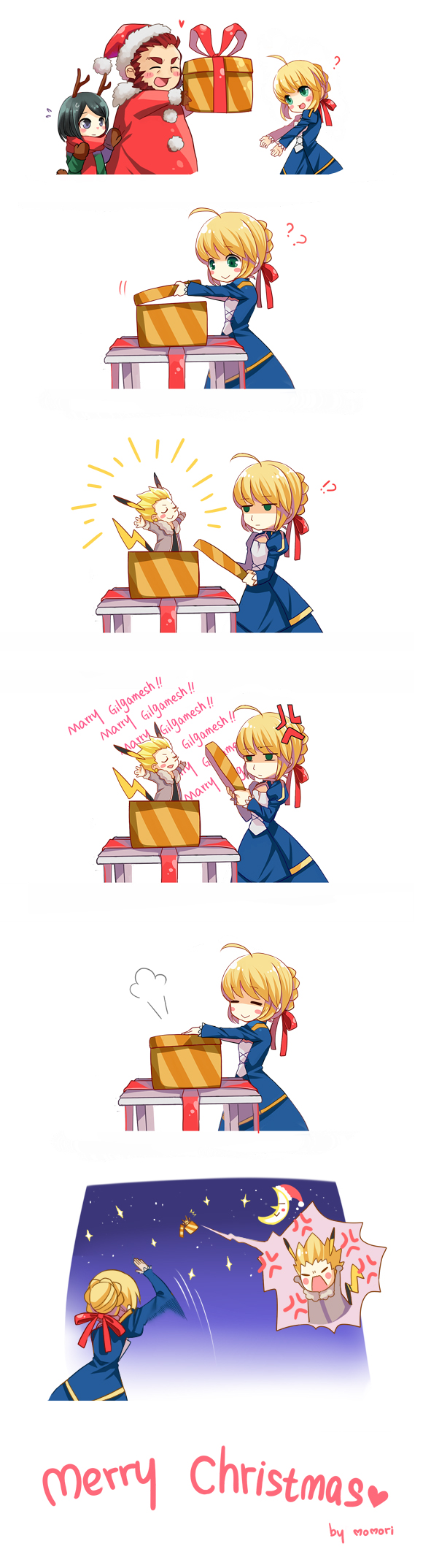 artoria pendragon, saber, pikachu, gilgamesh, iskandar, and 1 more (fate and 2 more) drawn by momori
