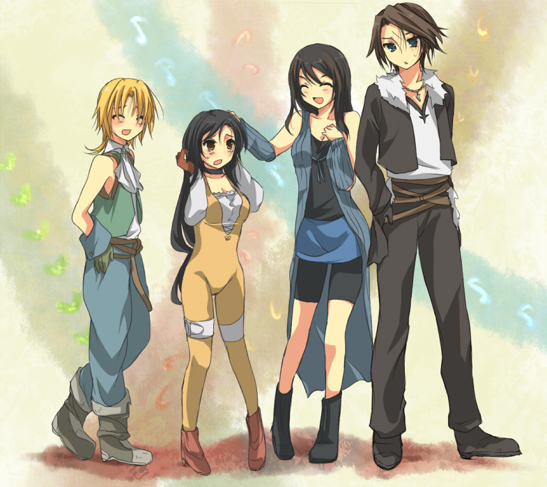 squall leonhart, zidane tribal, garnet til alexandros xvii, and rinoa heartilly (final fantasy and 2 more) drawn by hoshihuri