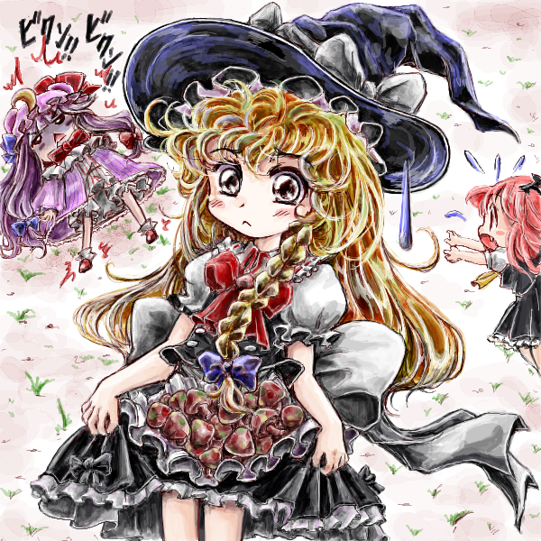 kirisame marisa, patchouli knowledge, and koakuma (touhou) drawn by nanashii_(soregasisan)