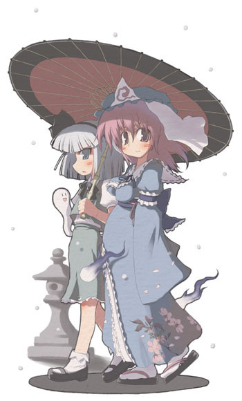 konpaku youmu and saigyouji yuyuko (touhou) drawn by ooide_chousuke